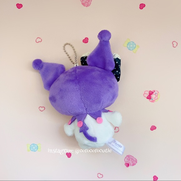 Sanrio Japan Kawaii Kuromi Lolita Bow Mascot Plush - Picture 2 of 3